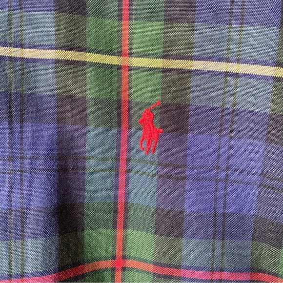 Ralph Lauren Men's Blue Plaid Shirt Size Large Slim Fit Excellent Condition - Picture 4 of 10